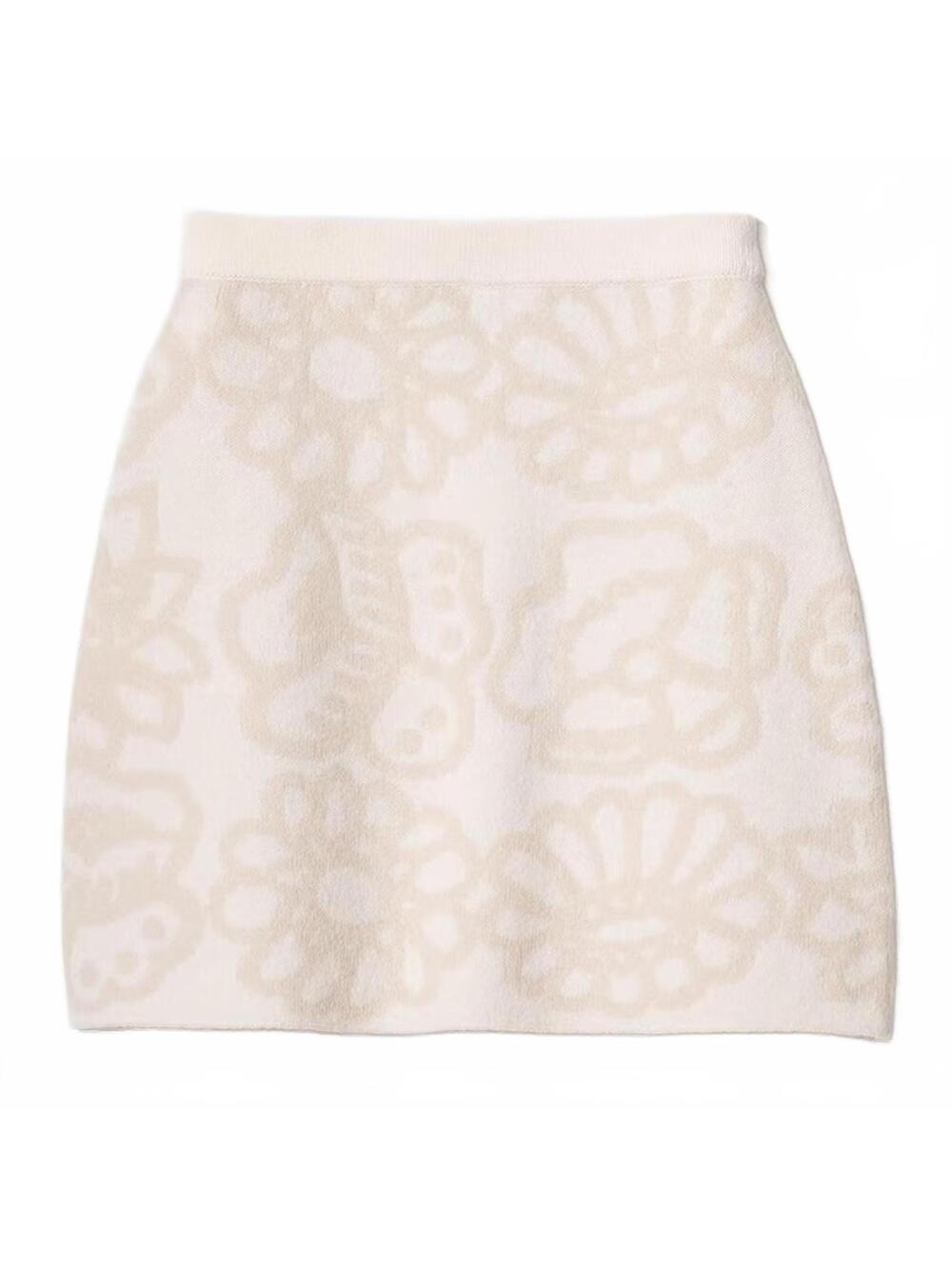 Uniqlo 100% Lambswool Mini Skirt Off White Cream NWT XS